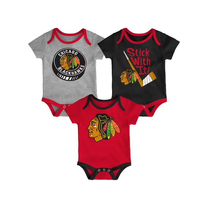 Ensemble grenouillère et jouet Chicago Blackhawks NHL pour nouveau-né 19