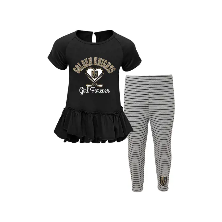 Ensemble Vegas Golden Knights NHL pour filles avec motif « Fly on Ice », taille 19, noir