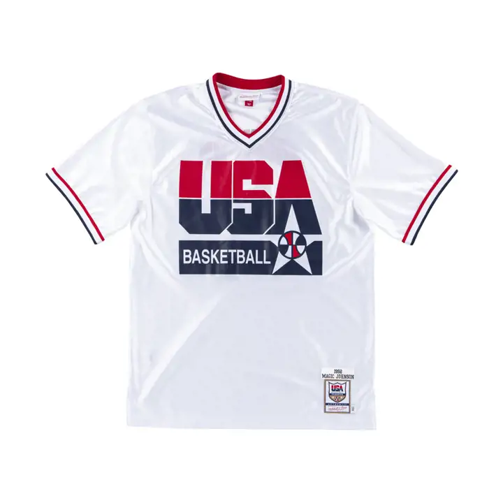 MN Authentic Shooting Shirt USA Basketball blanc Magic Johnson