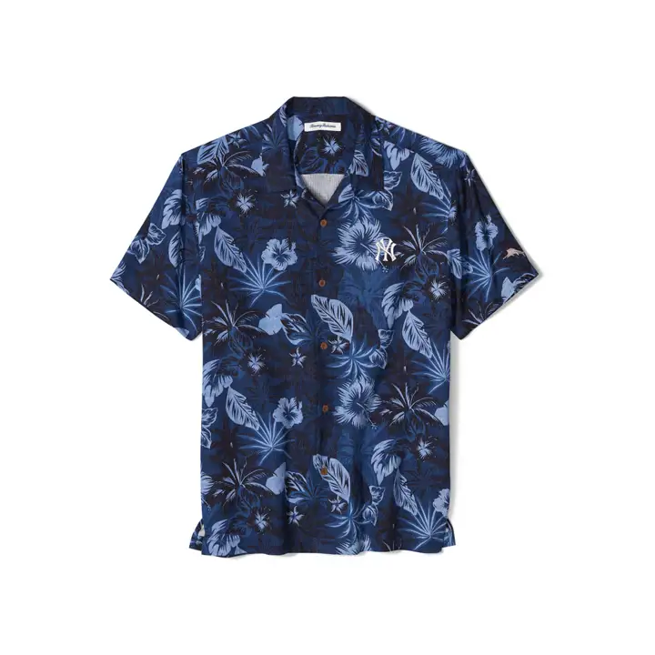 New York Yankees MLB Tommy Bahama Fuego Floral Top Bleu marine