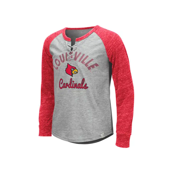 T-shirt manches longues NCAA Louisville Cardinals Rita pour fille 19 gris/rouge