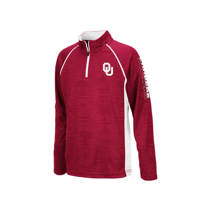 Haut à manches longues pour jeune Oklahoma Sooners NCAA Mime 1/4 zip 19 cramoisi