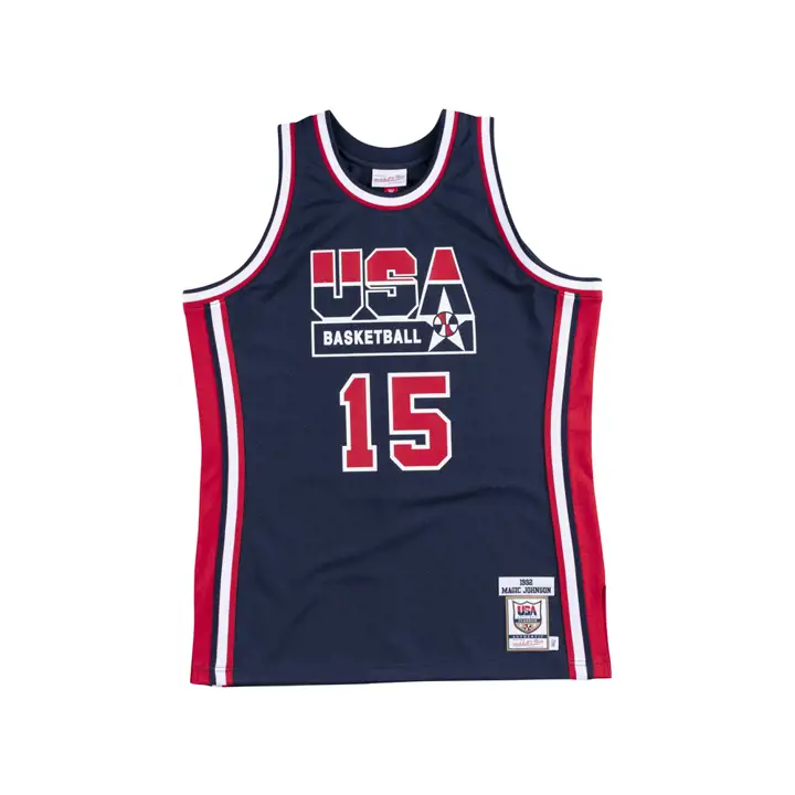 USA Basketball MN Maillot Authentique NBA USA Bleu Marine/Rouge/Blanc Magique