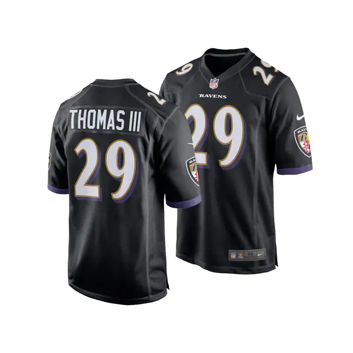 Maillot de match des Ravens de la NFL Earl Thomas noir