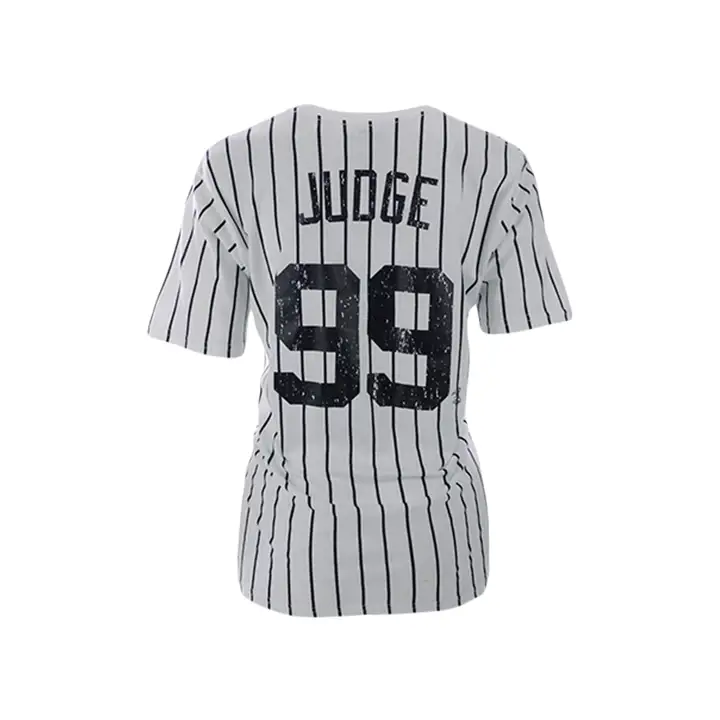 T-shirt Aaron réplique des joueurs des New York Yankees MLB à rayures fines