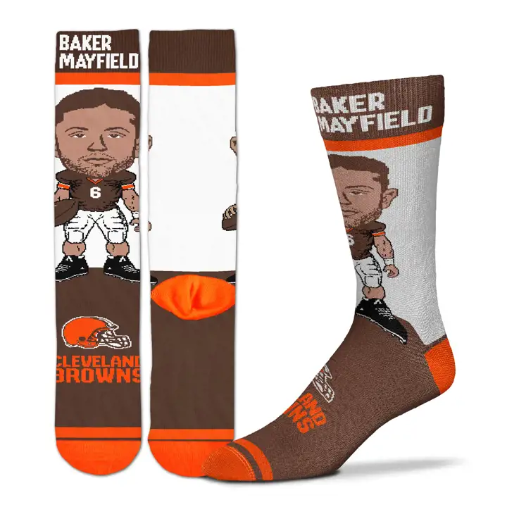 Browns NFL Hashtag joueur Chaussette Baker Mayfield brn