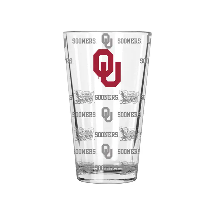 Pinte sablée Oklahoma Sooners Transparent/rouge