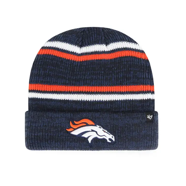 Denver Broncos NFL Bonnet en maille rayé chiné Marine/Orange