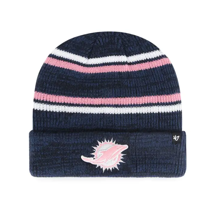 Miami Dolphins NFL Bonnet à revers marbré rayé MARINE/ROSE