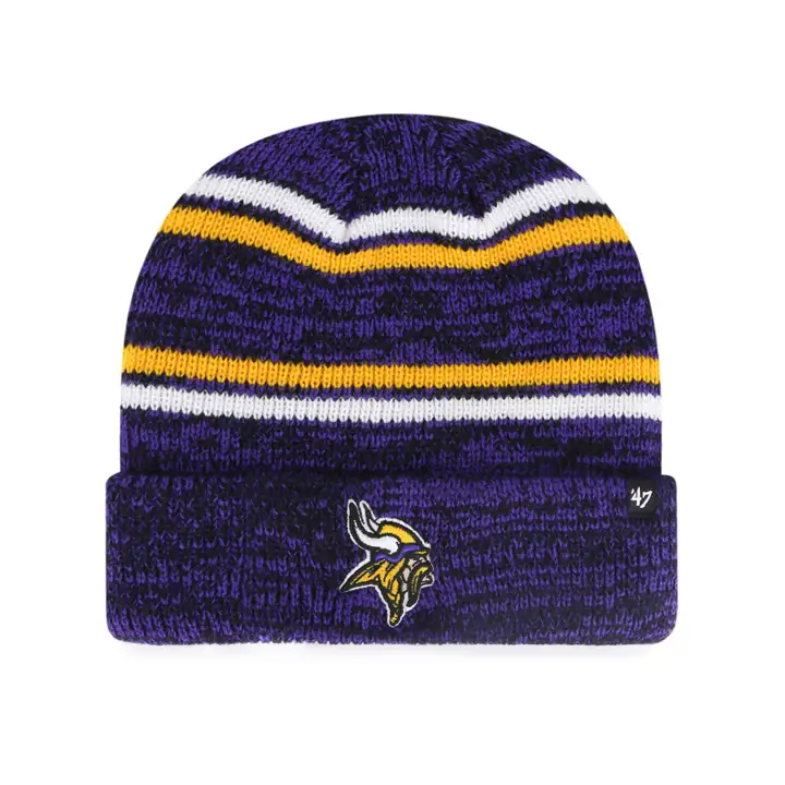 Minnesota Vikings NFL Bonnet à revers en maille chinée PUR/JAU