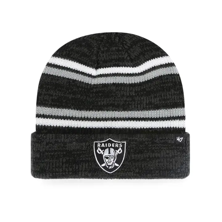 LAS VEGAS RAIDERS NFL Bonnet rayé chiné MB Cuff BLK/GRY