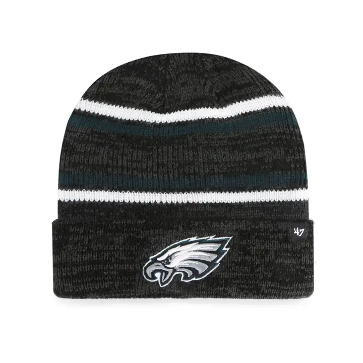 Philadelphia Eagles NFL Bonnet revers en maille chinée Noir/Vert