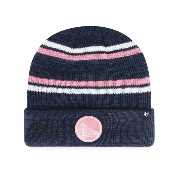 Golden State Warriors NBA Bonnet revers chiné rayé MARINE/PN