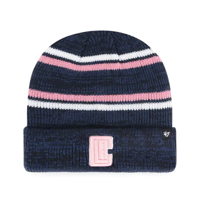 Los Angeles Clippers NBA Bonnet en tricot à rayures chinées MB BLEU MARINE/ROSE