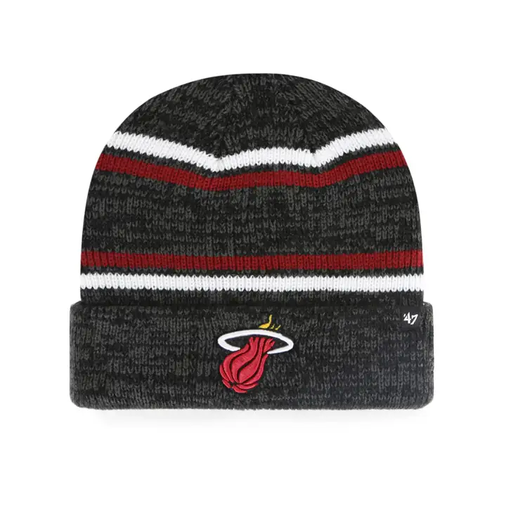 Bonnet en tricot côtelé Miami Heat NBA MB rayé noir/rouge