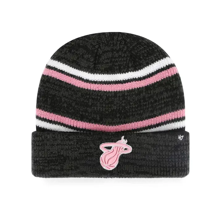 Miami Heat NBA Rayé Chiné MB Manchette Tricot NOIR/ROSE