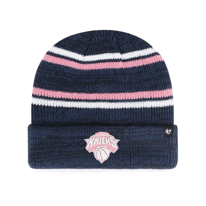 New York Knicks NBA Bonnet Tricoté Réversible Marine/Rose
