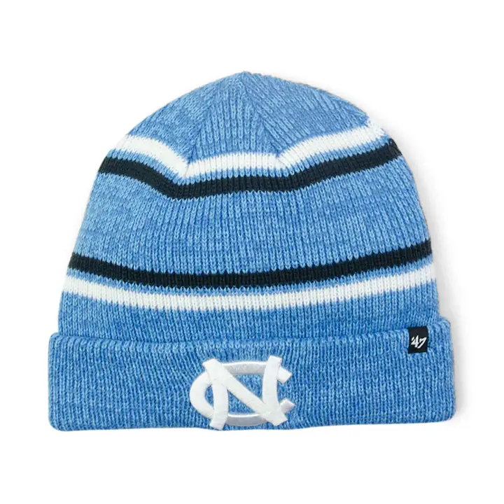 North Carolina Tar Heels NCAA Bonnet en maille rayé chiné avec revers