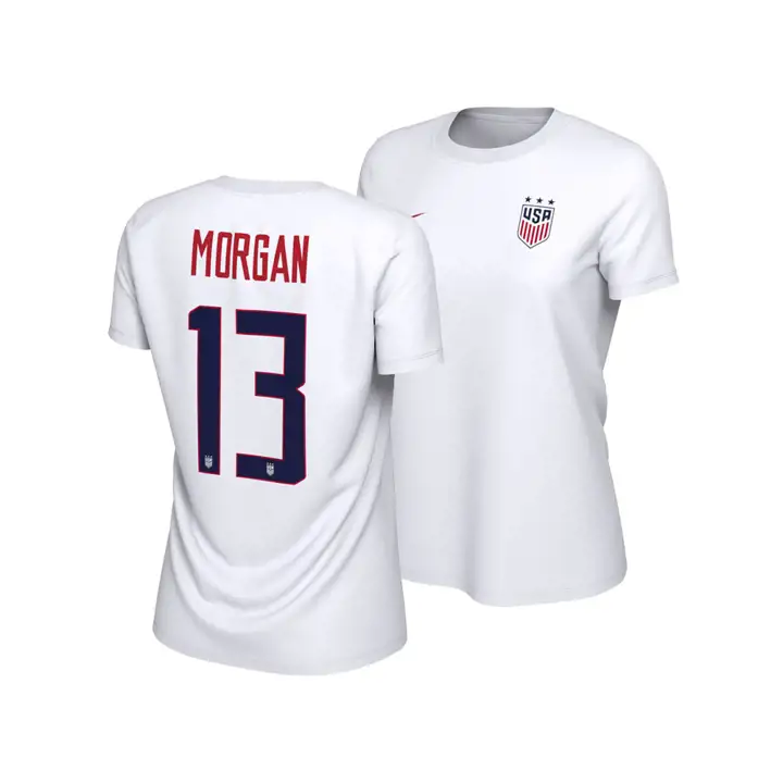 USA Football Équipe Nationale Maillot Nom et Numéro Alex Morgan blc