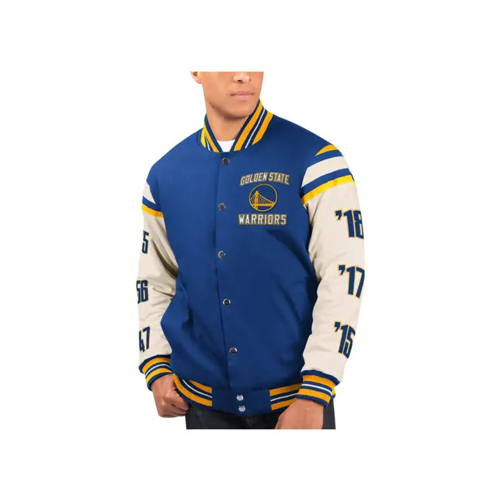 Blouson Commémoratif Style Collège des Warriors, Célébrant leur Victoire en NBA