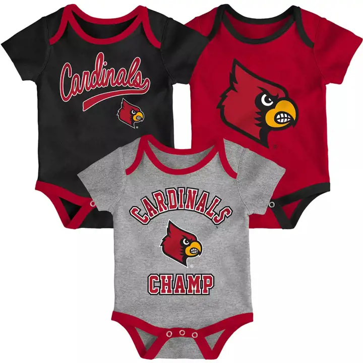 Ensemble 3 pièces Louisville Cardinals NCAA Nouveau-né Champ 19 Rouge
