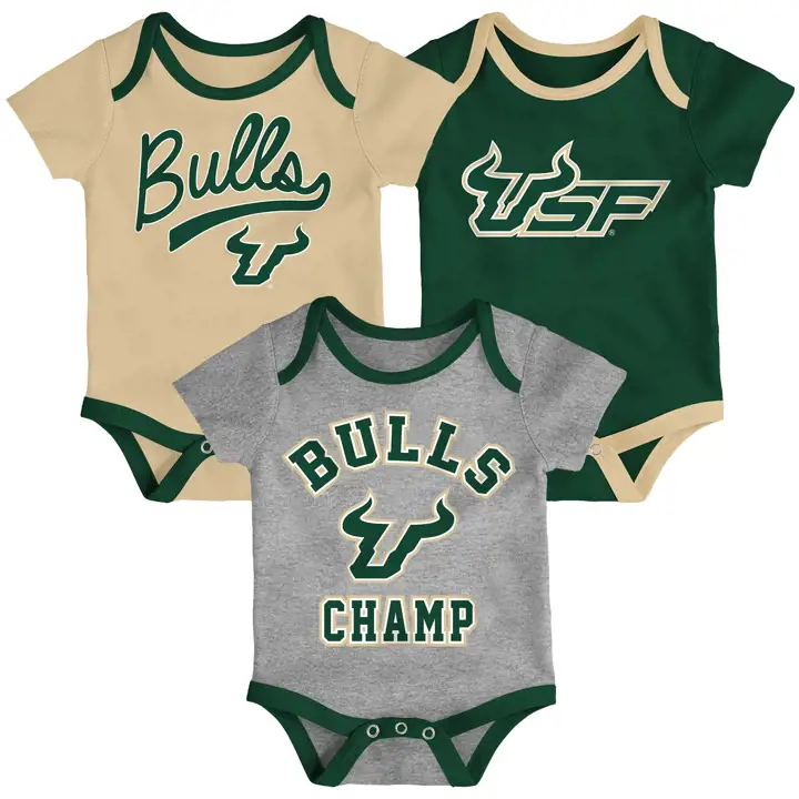 Ensemble 3 pièces de nouveau-né NCAA South Florida Bulls Champ 19 vert