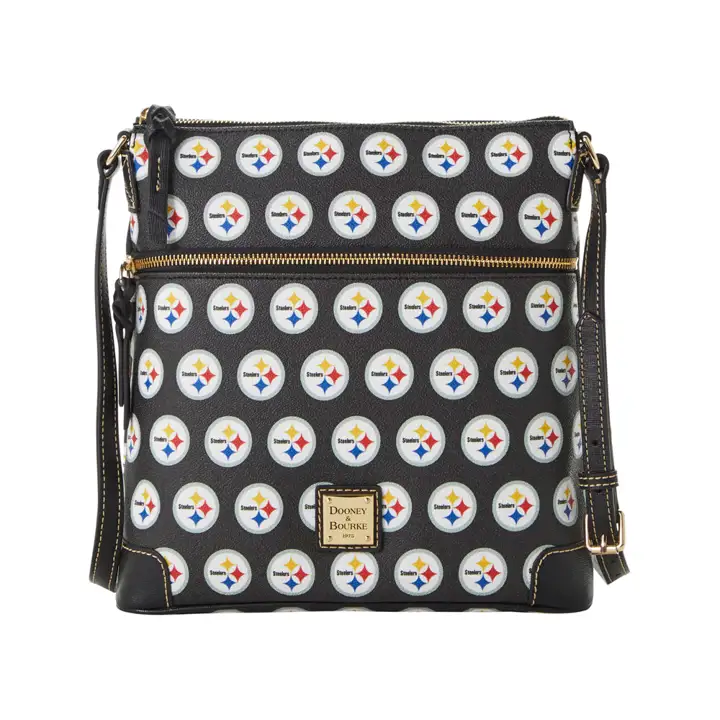 Pittsburgh Steelers Grand sac à bandoulière en similicuir Saffiano noir