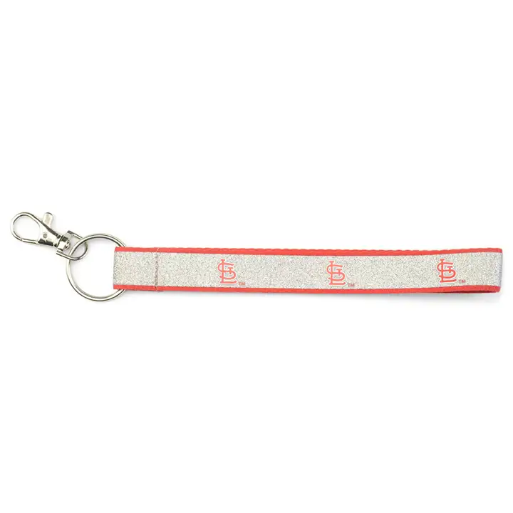 Porte-clés dragonne scintillante STL CARDS argent/rouge