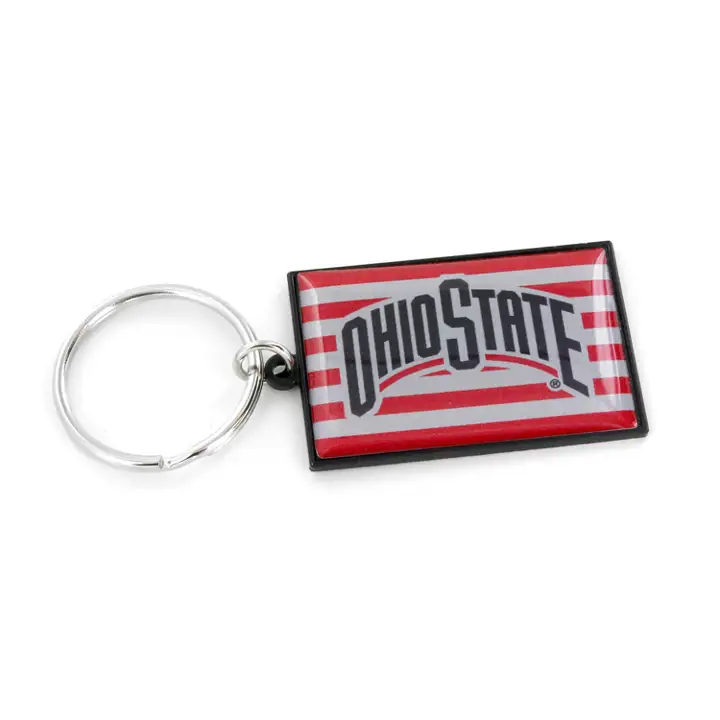 Porte-clés drapeau américain Ohio State argent/rouge