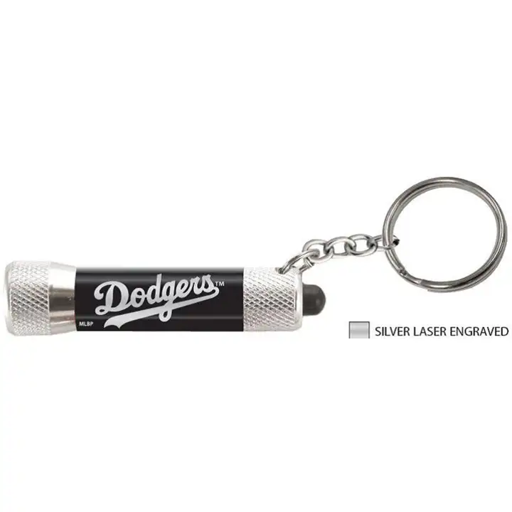 Porte-clés Mini lampe torche à LED DODGERS argent/bleu
