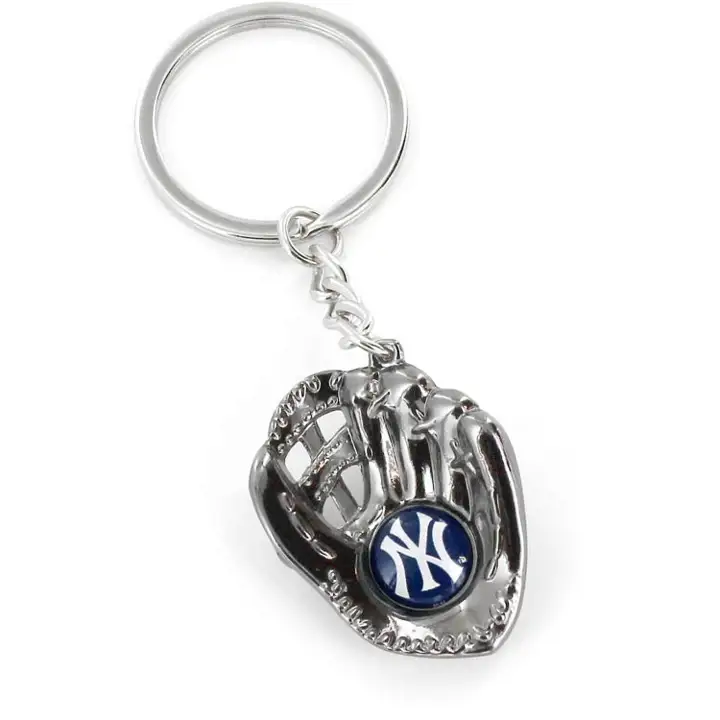 Porte-clés gant de baseball sculpté Yankees argent/marine