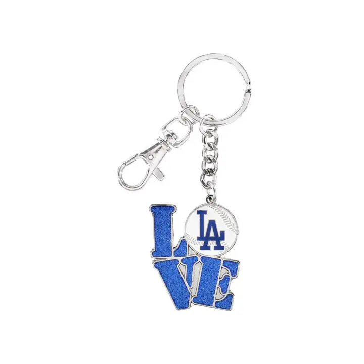 Porte-clés DODGERS paillettes Love argent/bleu