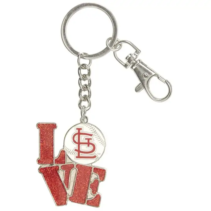 Porte-clés paillettes amour STL CARDS argent/rouge