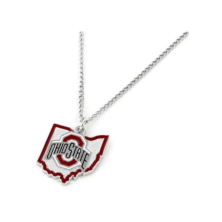 Collier motif Ohio State Home State argent/rouge