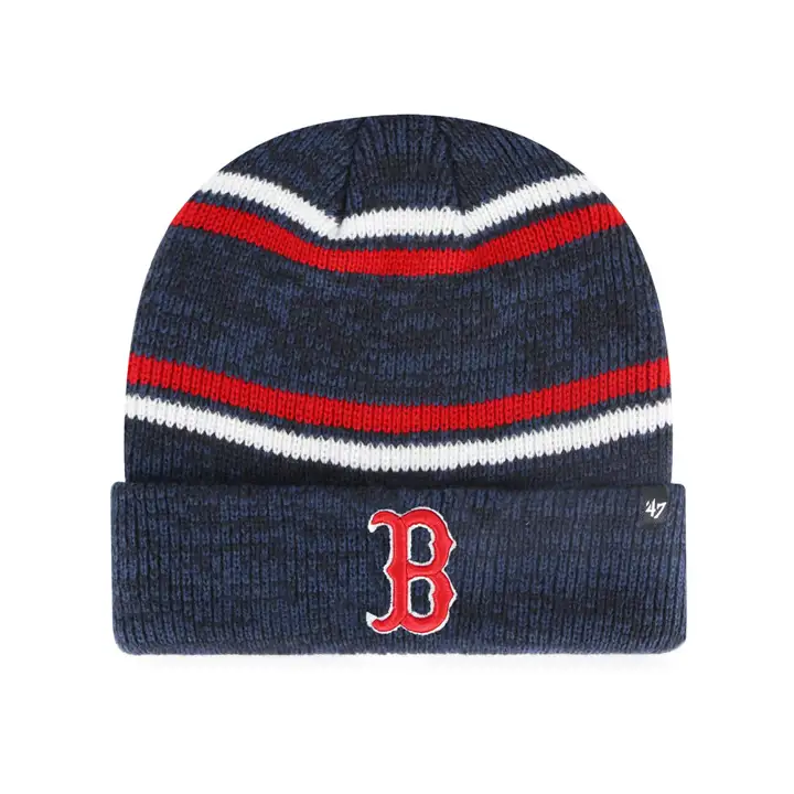 Boston Red Sox MLB Bonnet en maille rayée chinée Marine
