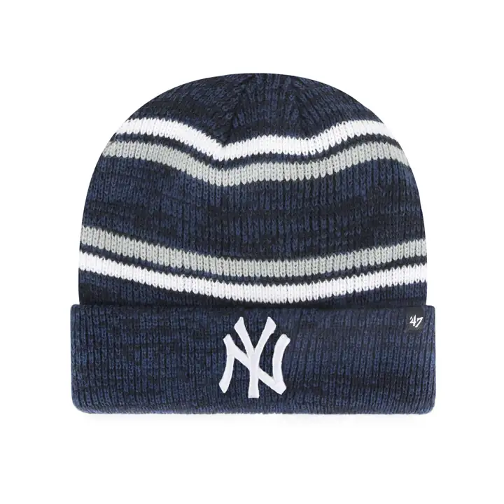 New York Yankees MLB Bonnet à Revers Marled Stripe Marine