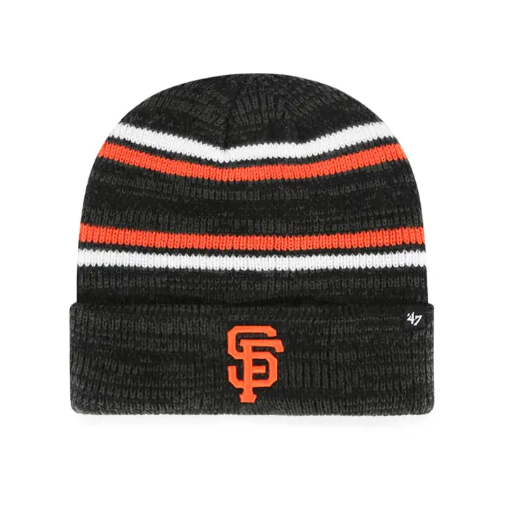San Francisco Giants MLB Bonnet tricoté à revers rayé chiné noir