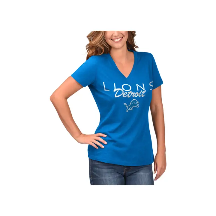 T-shirt Femme NFL Detroit Lions Manches Courtes Teamwork 19 bleu