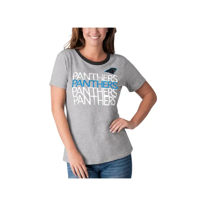 T-shirt Carolina Panthers NFL Undefeated Manches Courtes Femme 19 gris/noir
