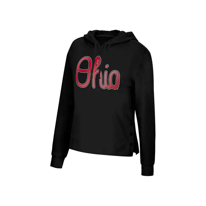 Sweat à capuche Ohio State Buckeyes NCAA pour femme avec ourlet à bouton-pression