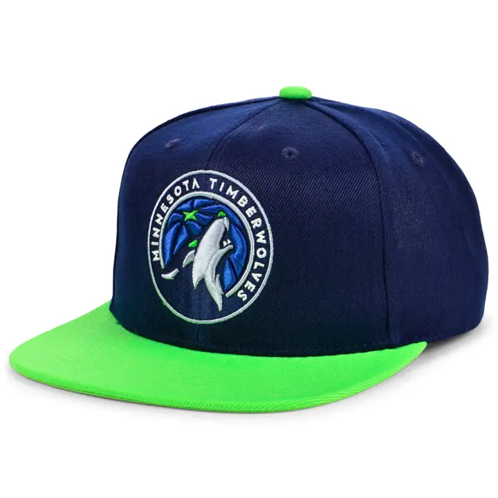Casquette Snapback Minnesota Timberwolves NBA MN Basic bleu marine/citron vert
