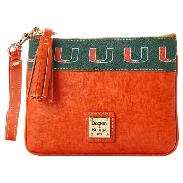 Pochette zippée Saffiano Stadium des Miami Hurricanes BRN