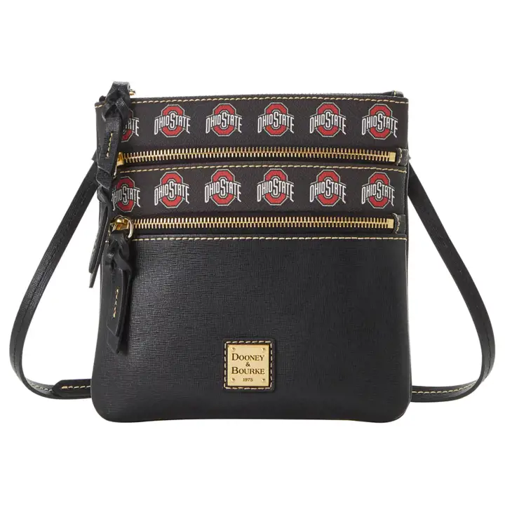 Ohio State Buckeyes Sac bandoulière Saffiano Triple Zip Marron