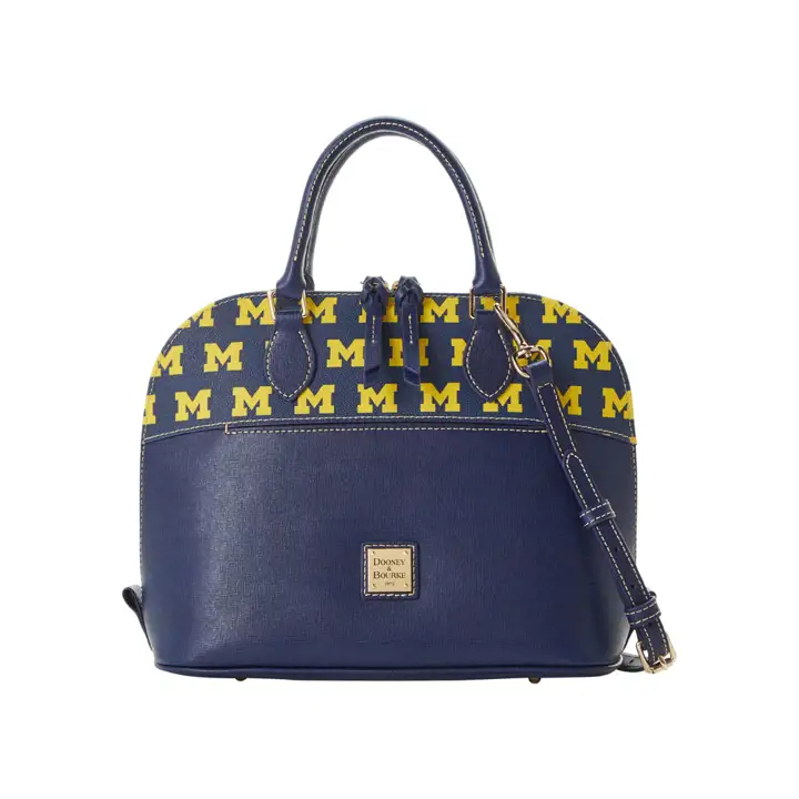 Sacoche zippée Saffiano Michigan Wolverines BRN