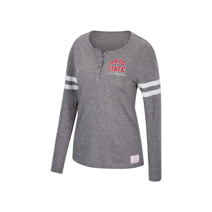 T-shirt Henley manches longues femme NCAA Ohio State Buckeyes 19 GRY