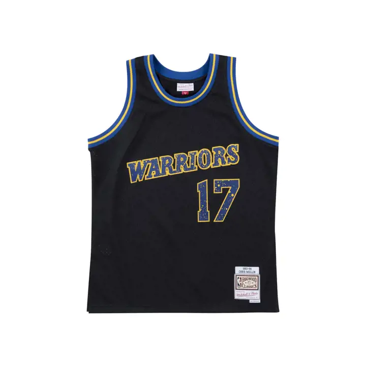 Maillot Swingman Chris Mullin BLK/BLUE des Warriors MN Rings