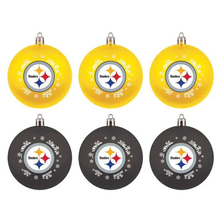 Lot de 6 boules de Noël incassables Pittsburgh Steelers