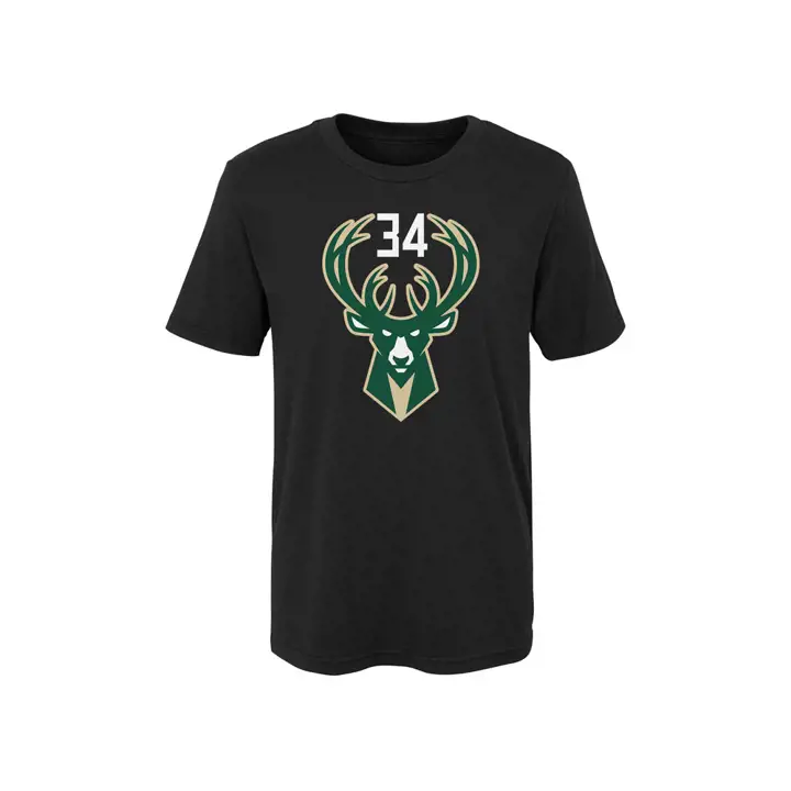 T-Shirt NBA Enfant Bucks Flat N&N Giannis Antetokounmpo NOIR