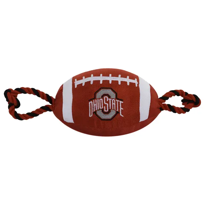 Jouet pour animaux de compagnie en nylon de football des Buckeyes d'Ohio State avec corde