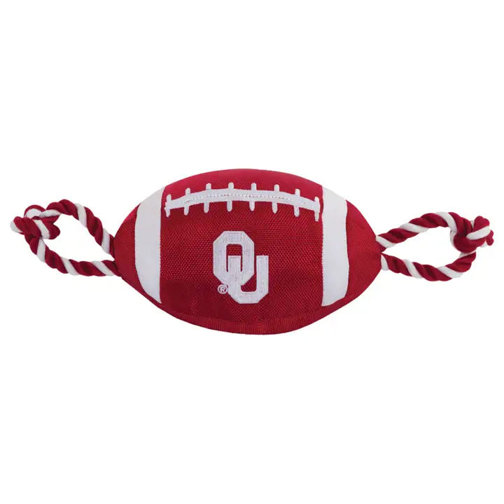 Jouet pour animaux de compagnie en nylon de football Oklahoma Sooners avec corde